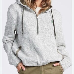 Billabong Gray oversized Hooded Sweatshirt with Quarter-Zip.